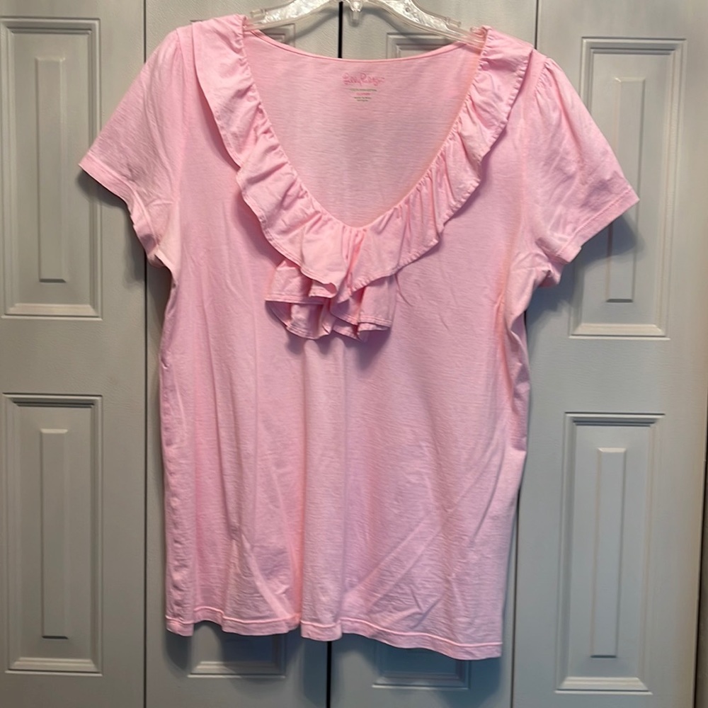 COPY - Lilly Pulitzer Pink Ruffle shirt